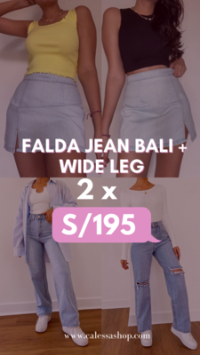 Pack 6: Falda Jean Bali + Wide Leg