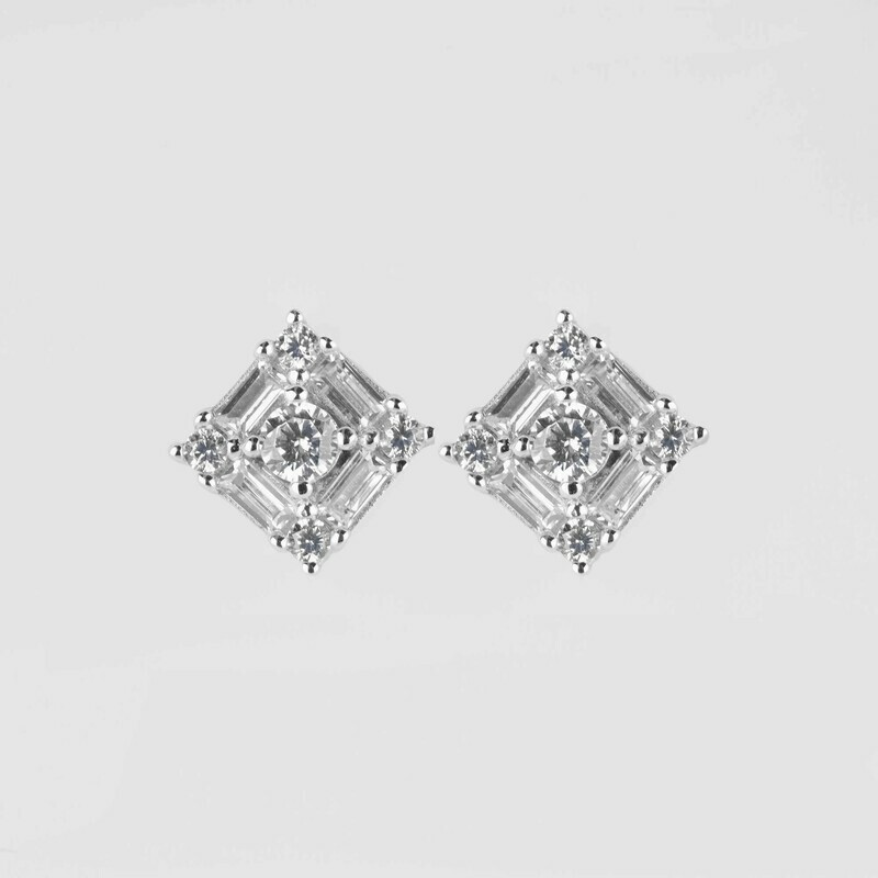 Emerald Square Stud Earrings