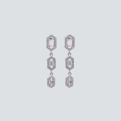 Emerald 3 Tier Dainty Earrings Emerald 3 Tier Dainty Earrings