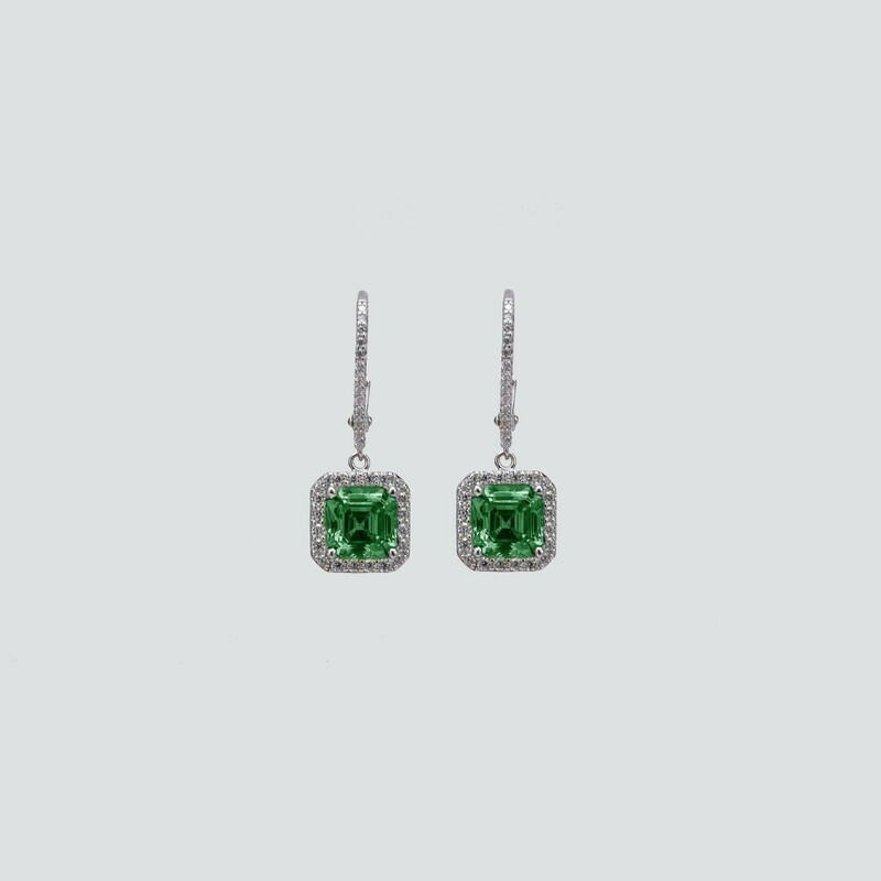Dainty Earrings Emerald Green
