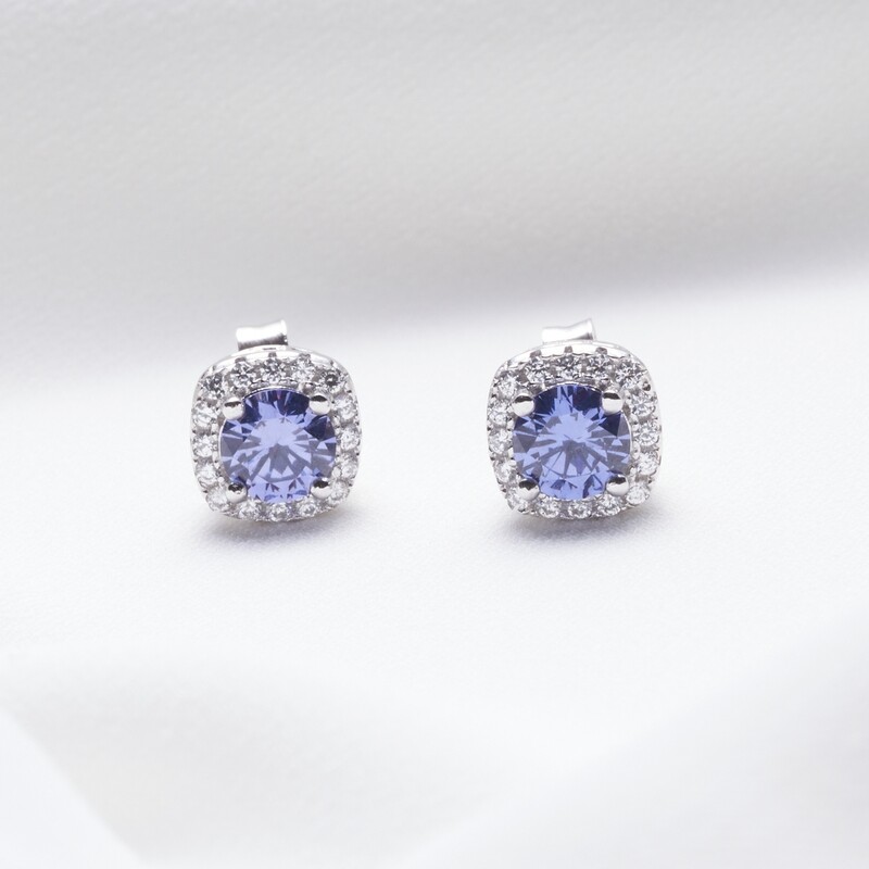 Tanzanite Cushion Studs