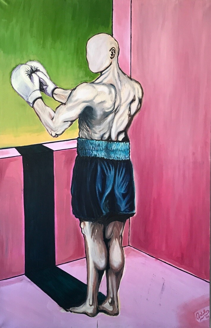 BOXER, 100x200cm, Acrylic and oil colors on canvas