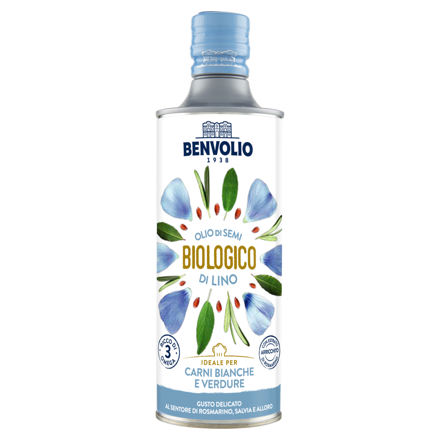 Ekologiškas šalto spaudimo lino sėmenų aliejus BENVOLIO be glitimo 0,5 l
