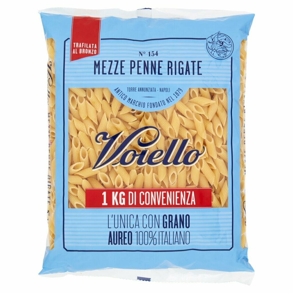 Voiello makaronai MEZZE PENNE RIGATE (trumpi vamzdeliai) 1 KG