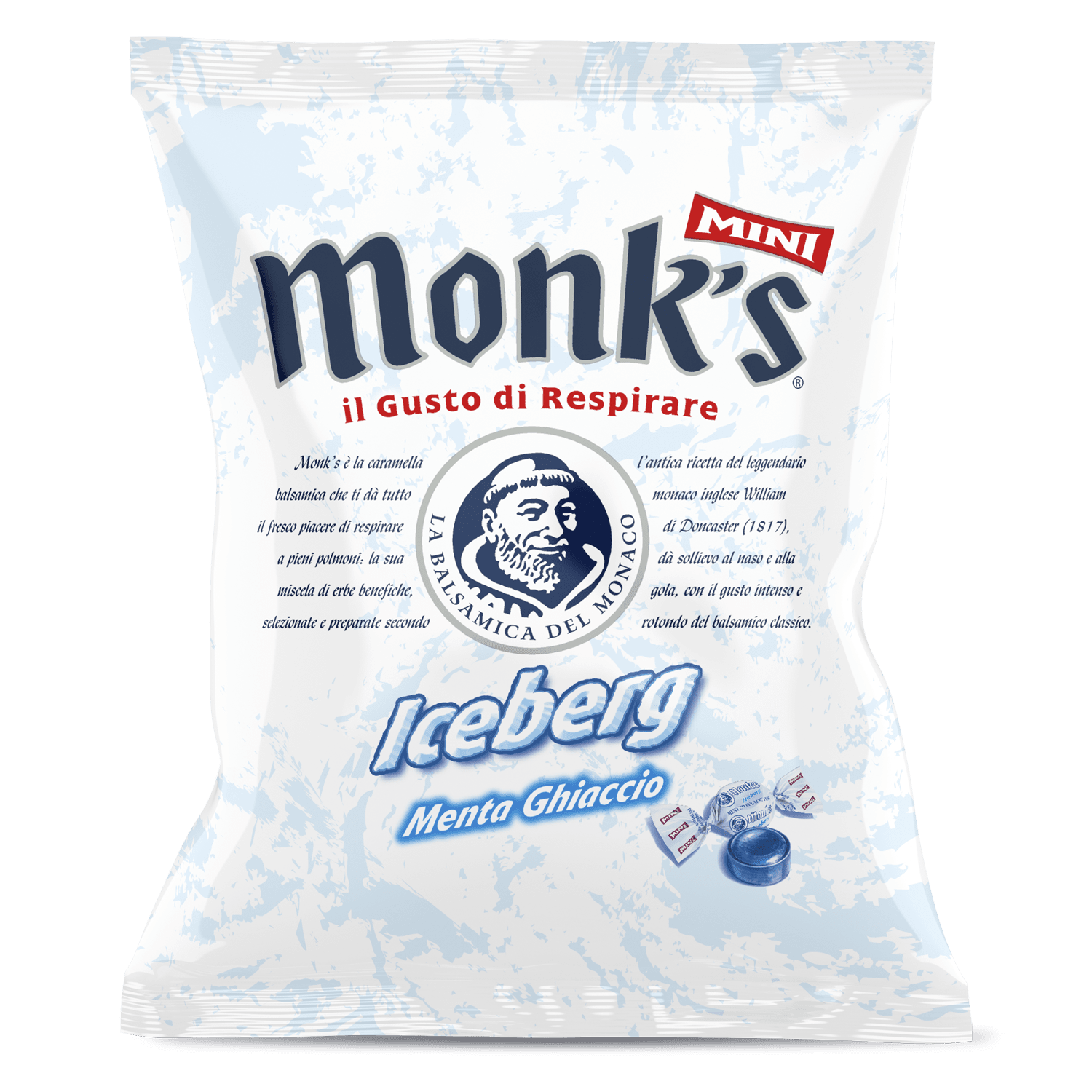 Pastilės MINI MONK&#39;S ICEBERG MENTA GHIACCIO - 60 gr