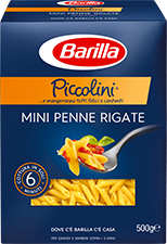 Makaronai BARILLA PICCOLINI MINI PENNE RIGATE (vamzdeliai), 500 g