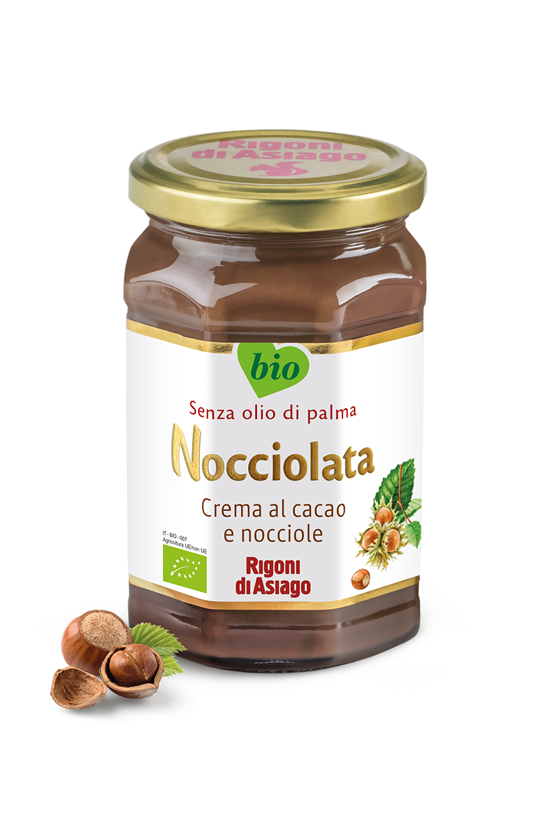 Ekologiškas kakavos ir lazdyno riešutų kremas RIGONI DI ASIAGO BIO NOCCIOLATA - 900 gr
