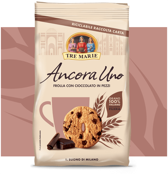 Itališki sausainiai su šokolado gabaliukais Ancora Uno - 650 gr, Tre Marie