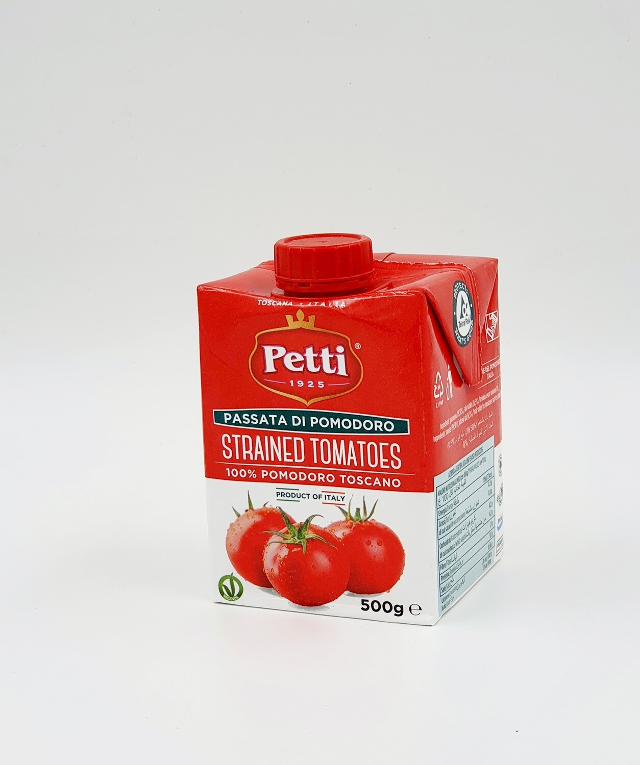 Trintų pomidorų pasta (tyrė) Petti - 500 gr , 100 % itališki pomidorai.