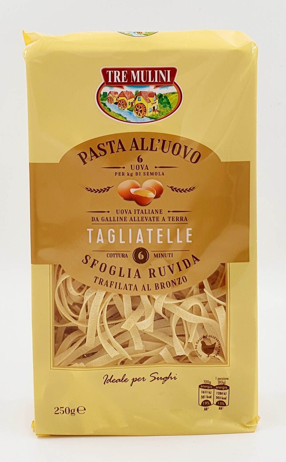 Makaronai su kiaušiniais (forma -Tagliatelle),  250 gr. Tre Mulini
