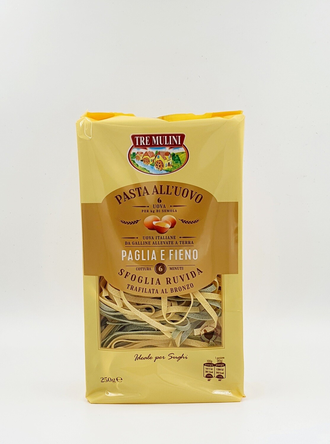 Makaronai su kiaušiniais (forma -Paglia e fieno),  250 gr. Tre Mulini