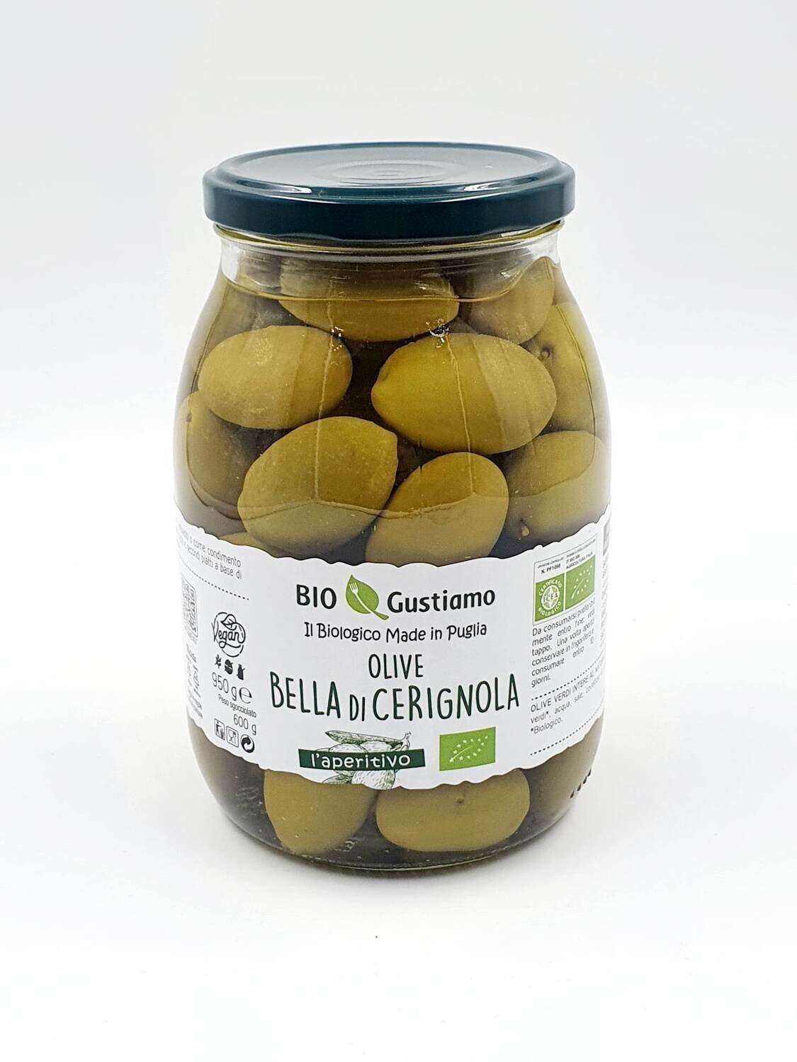 Žalios itališkos alyvuogės su kauliukais (&#39;&#39;milžinės) iš Apulijos regiono - 1 l, Bella di Cerignola BIO