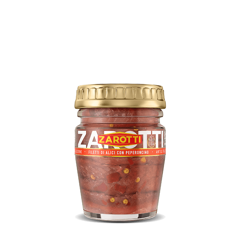 Ančiuvių filė su pipirais alyvuogių aliejuje - 60 gr, Zarotti