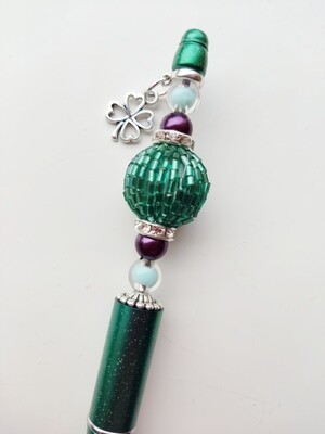 Kralenpen DIY pakketje mosgroen pen met glitter