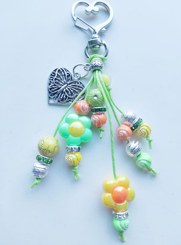 Sleutel/tashanger Pakket DIY appelgroen - geel - oranje