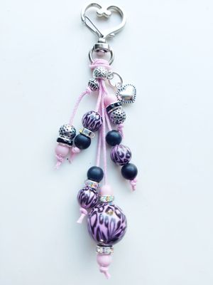 Sleutelhanger pakketje DIY roze - zwart