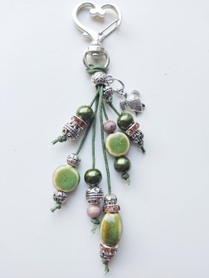 Sleutel/tashanger pakketje DIY olijfgroen / bruin
