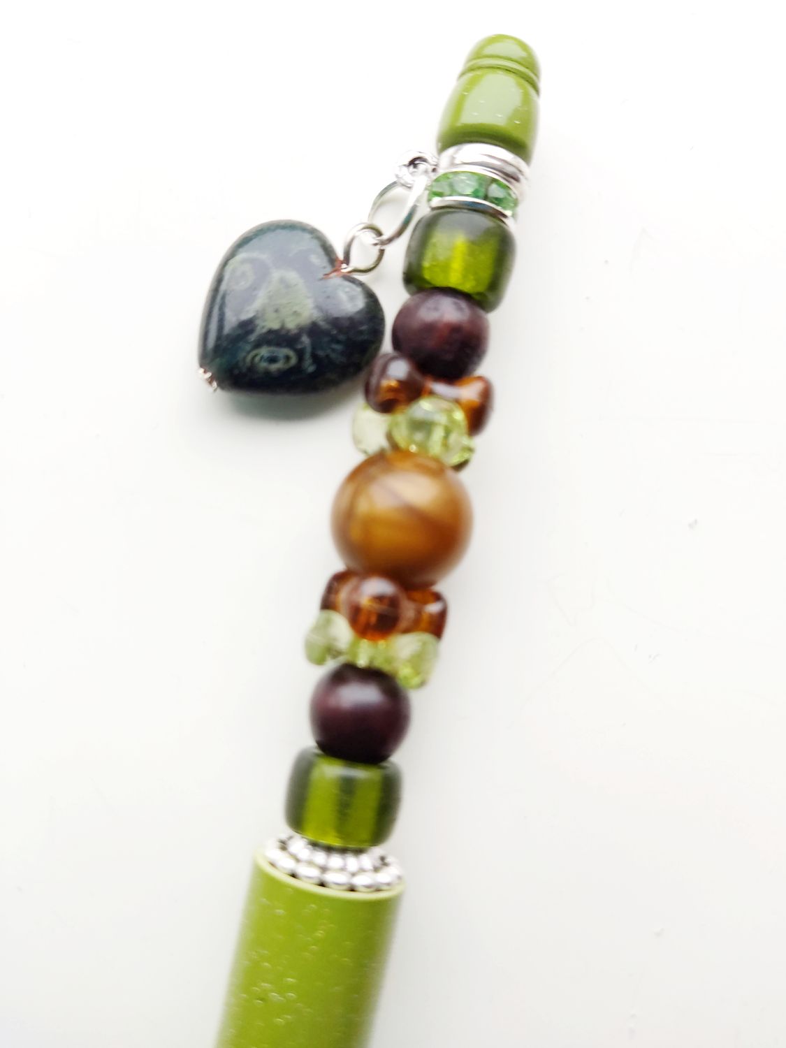 Kralenpen DIY pakketje olijfgroen met bruine tinten