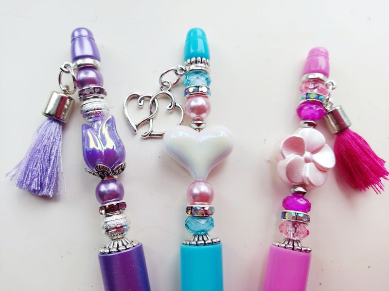 DIY boxje Kralenpennen 3 stuks roze,blauw,lila