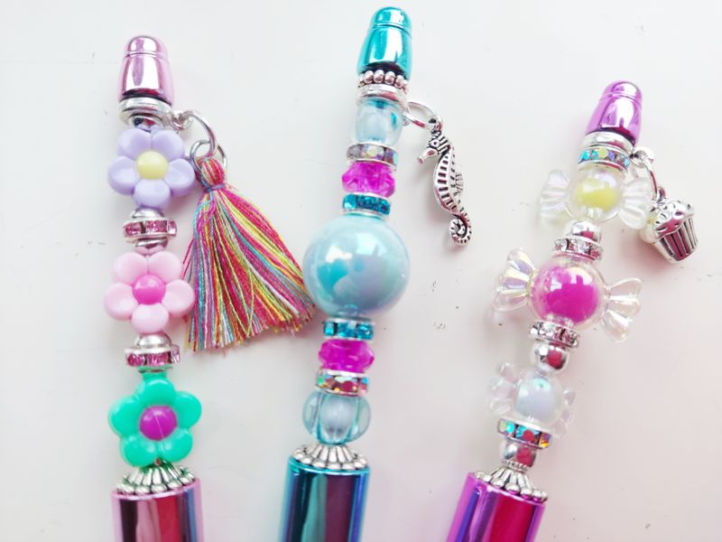 DIY boxje Kralenpennen 3 stuks shine roze blauw fuchsia