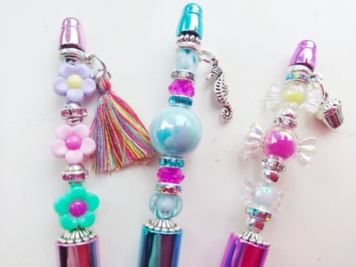 DIY boxje Kralenpennen 3 stuks shine roze blauw fuchsia
