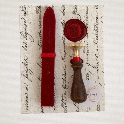Set mini seal with the lily of Florence and red sealing wax