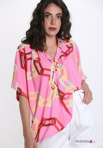 'Gio Chain ' Blouse in Candy Pink