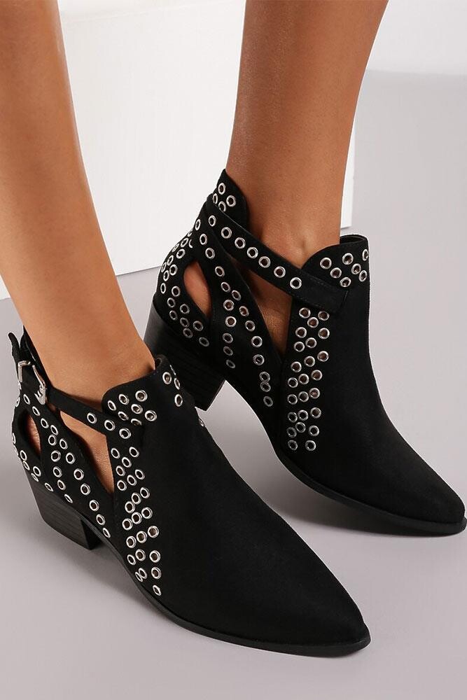 Stud low top ankle boot