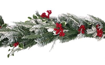 Garland With Berries And Snow 2m