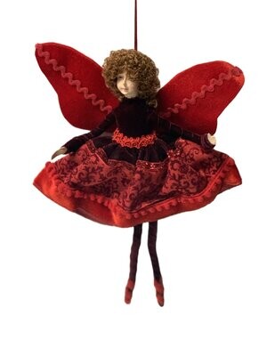 Fairy With Red & Maroon Dress 32cm
