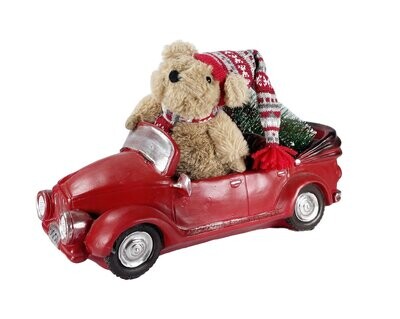 Bear In Car With Led Lights 33cm Pu-6