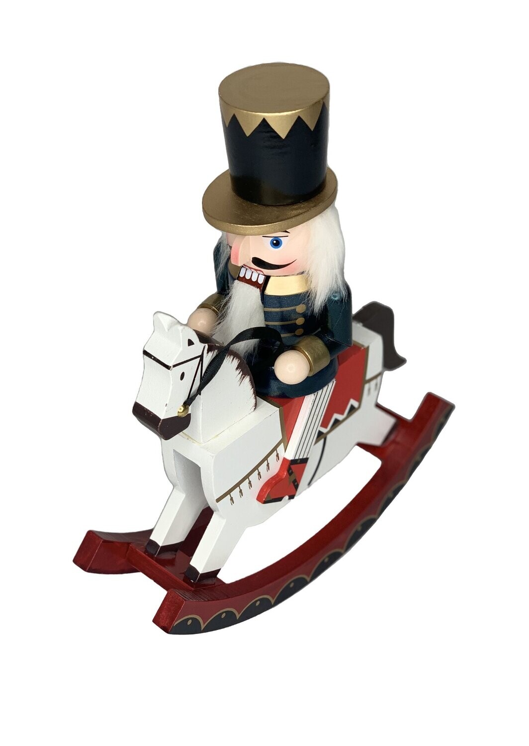 Nutcracker On Rocking Horse Red/Gold 30cm decorations