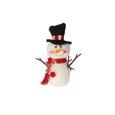 Snowman With Black Hat 11x5x14cm
