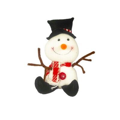 Snowman With Black Hat 13x10x29cm