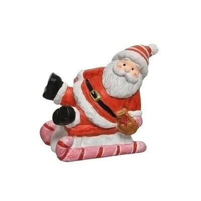 Santa With Candy Cane Sleigh 8x5x10.5cm