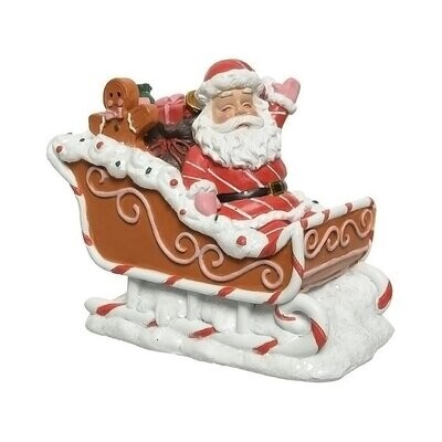 Santa On Gingerbread Sleigh 15.4x8.3x12.2cm