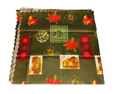 Tablecloth Green With Red Bows 150x240cm