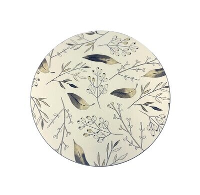 Deco Plate With White Leaf Design 33x1.5cm