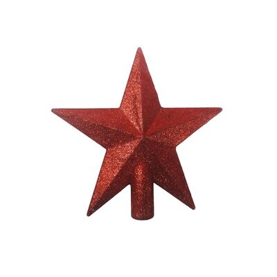 Star Tree Topper Glitter Christmas Red 4.2x19x19cm