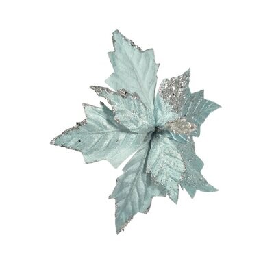 L/Blue And Silver Poinsettia 27cm