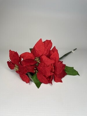 Poinsettia 5 Heads 48x20cm Red