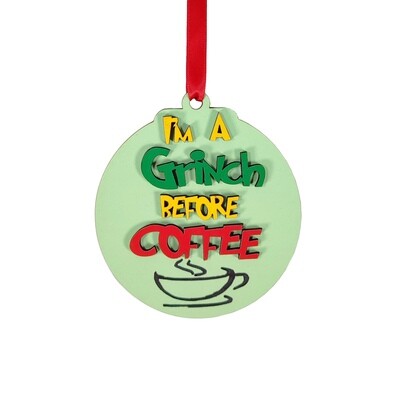 Grinch Baubles 9.5cm - Grinch before coffee