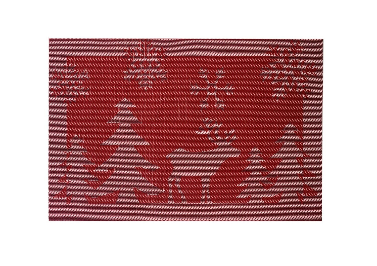 REINDEER PVC PLACEMAT - RED - EACH