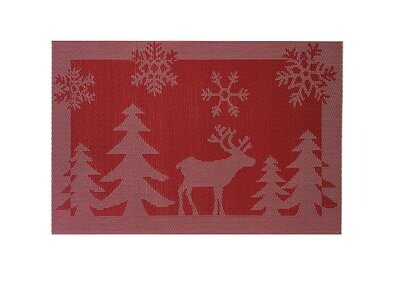 REINDEER PVC PLACEMAT - RED - EACH