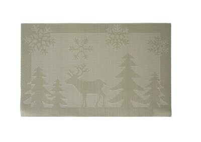 REINDEER PVC PLACEMAT - SILVER - EACH