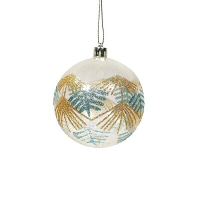 Bauble With Fireworks White 8cm
