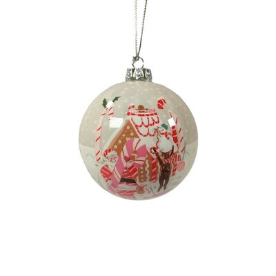 Candy Bauble With Gingerbread House 8cm