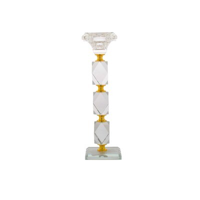 Crystal Stand With Gold Sqr 23cm
