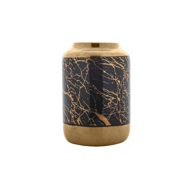 Vase Black / Gold 14.5x14.5x20cm