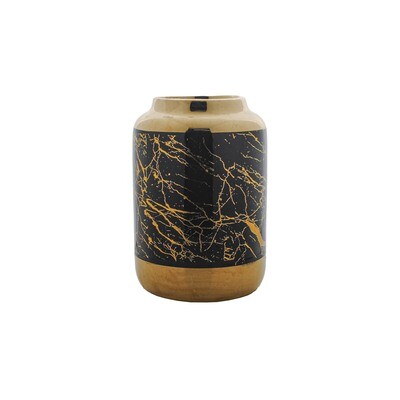 Vase Black/Gold 17x17x25cm